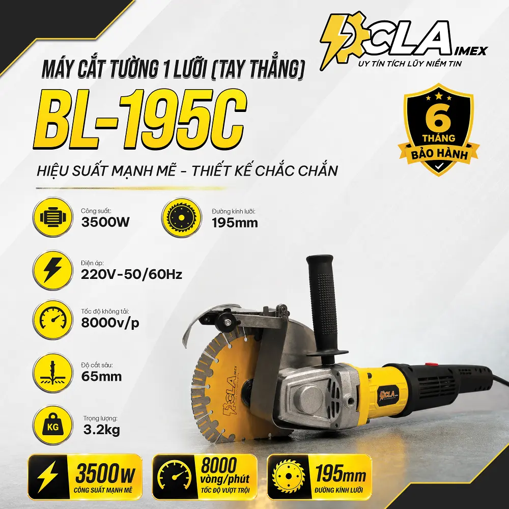 MÁY CẮT TƯỜNG 1 LƯỠI BL-195C (tay thẳng)